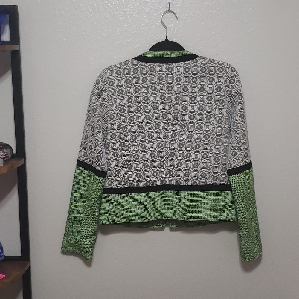 Rebecca Minkoff  Payton Travel Tweed Collarless Jacket, Neon Green/Black, Size 2 - Picture 8 of 16